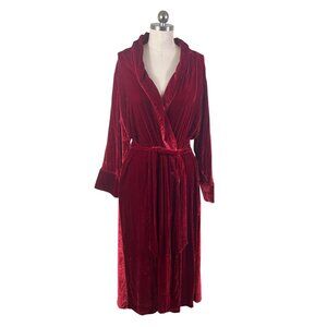 Soft Surroundings Velvet Robe Womens Medium Red Plush Luxurious Comfort Chic